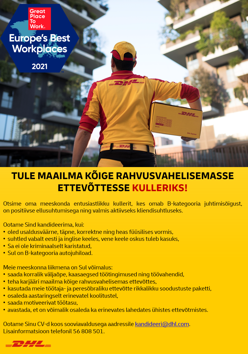 Vacancy - Kuller, DHL Express Estonia AS | CV-Online