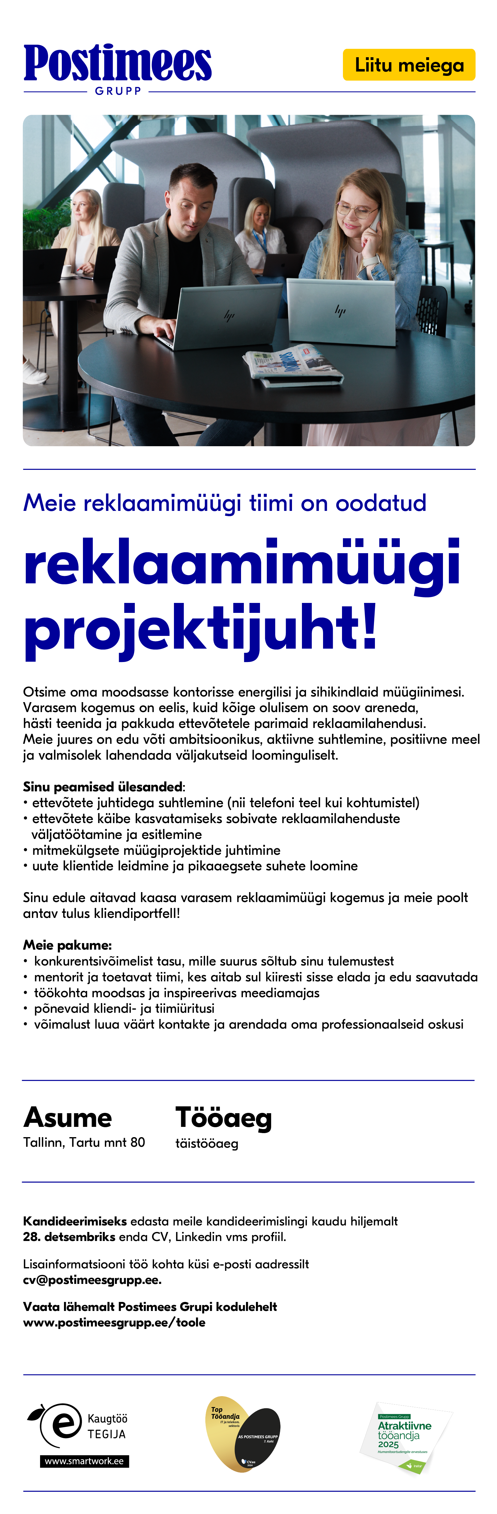 Reklaamimüügi projektijuht, Postimees Grupp AS | CV.ee