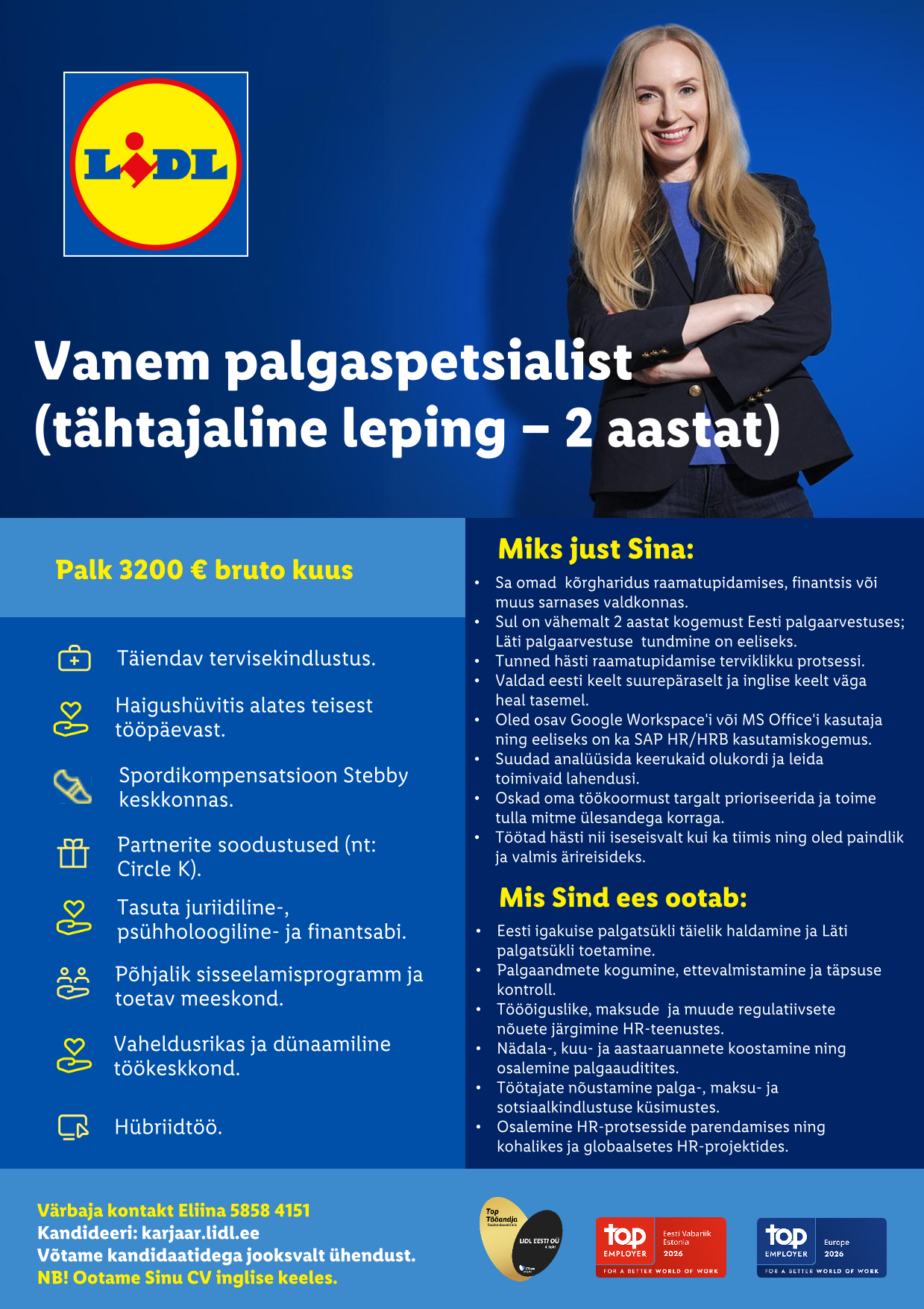 Vanem palgaspetsialist (tähtajaline leping –2 aastat), Lidl Eesti OÜ ...